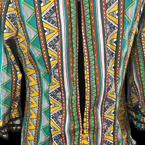 Almatrichi Multicolor Abstract design Long sleeves tunic top with ruffles NWT - Picture 8 of 14